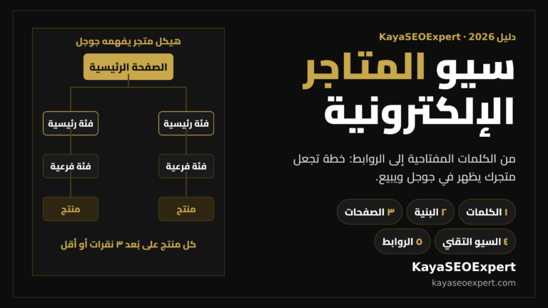 سيو المتاجر الإلكترونية 2026: دليل عملي مع رسم هيكل المتجر